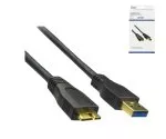 Cabo DINIC USB 3.0 macho A para macho micro B, 3P AWG 28/1P AWG 24, contactos dourados, comprimento 2,00m, preto, caixa DINIC